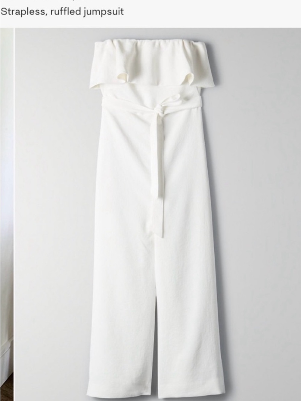 Aritzia Babaton Ivory Strapless Ruffle Wide-Leg Jumpsuit